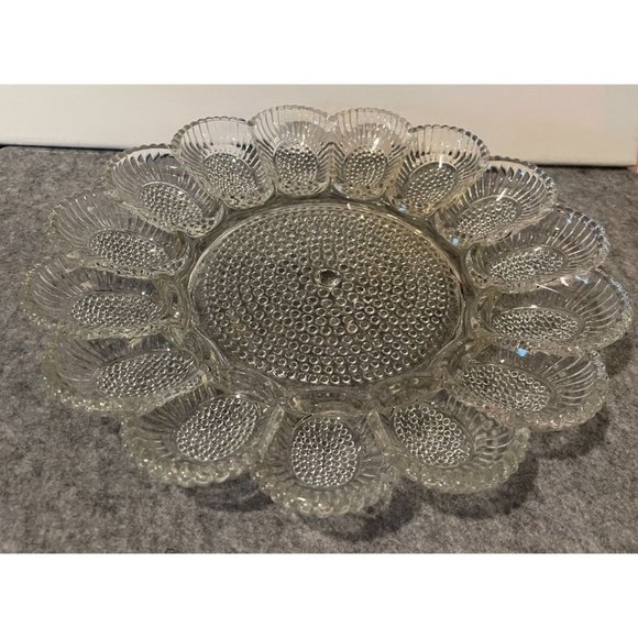 Vintage Indiana Glass Hob Nail Deviled Egg Platter #1289 - Picture 3 of 6